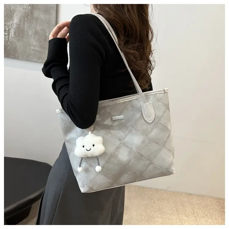 Women's Rhomboid Casual Shoulder Bag Grey 2024 — feature 22