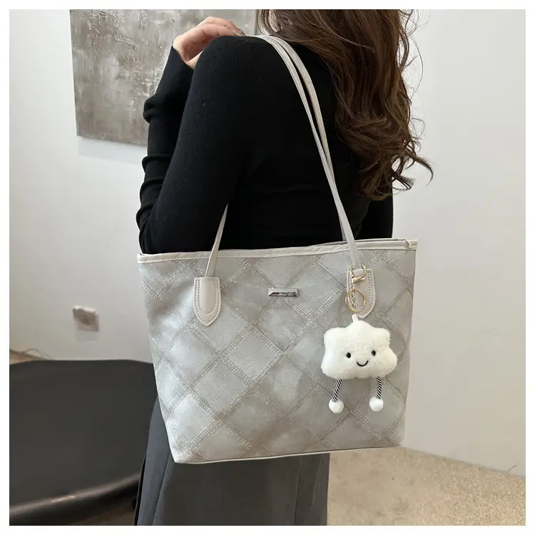 Women's Rhomboid Casual Shoulder Bag Grey 2024 — feature 23