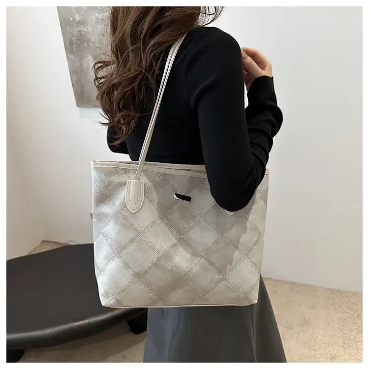 Women's Rhomboid Casual Shoulder Bag Grey 2024 — feature 24