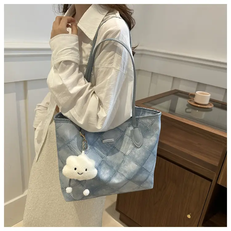 Women's Rhomboid Casual Shoulder Bag Grey 2024 — feature 27