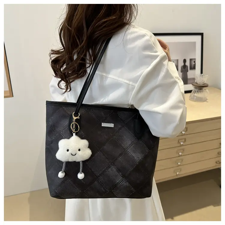 Women's Rhomboid Casual Shoulder Bag Grey 2024 — feature 29