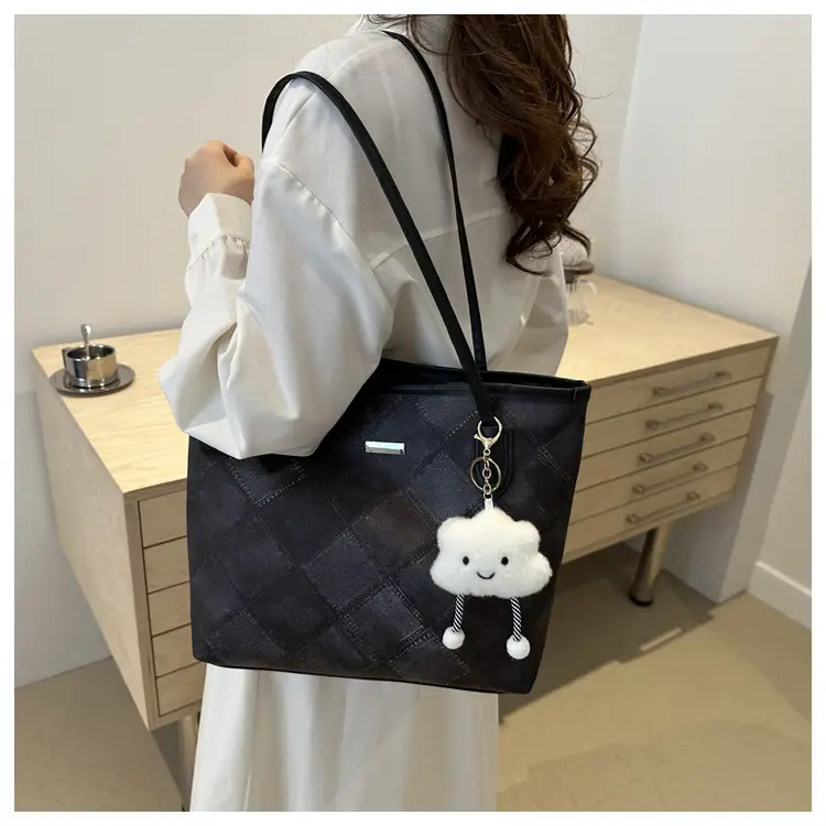 Women's Rhomboid Casual Shoulder Bag Grey 2024 — feature 30