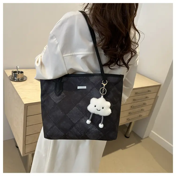 Women's Rhomboid Casual Shoulder Bag Grey 2024 — feature 31