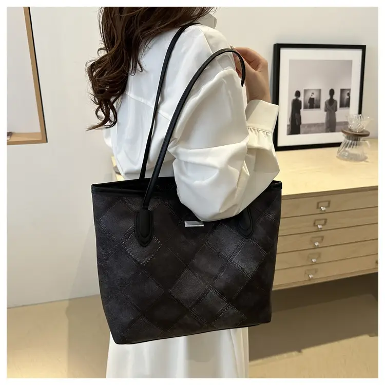 Women's Rhomboid Casual Shoulder Bag Grey 2024 — feature 32
