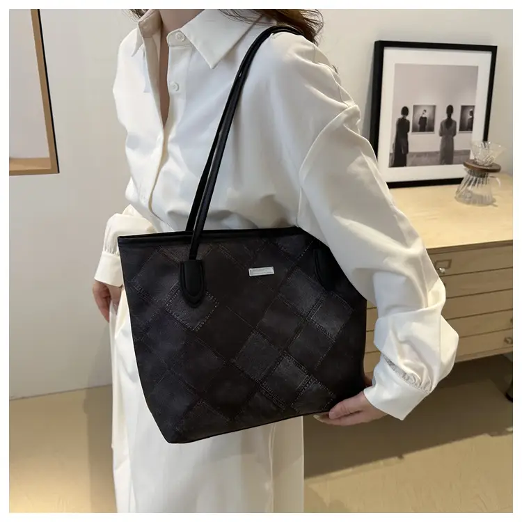 Women's Rhomboid Casual Shoulder Bag Grey 2024 — feature 33