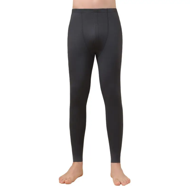 Autumn and winter seamless men's long johns velvet bottoming mid-waist warm pants men's thin pants fleece-lined high-elastic slim-fit