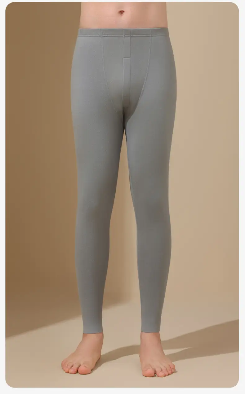 Autumn and winter seamless men's long johns velvet bottoming mid-waist warm pants men's thin pants fleece-lined high-elastic slim-fit — feature 19