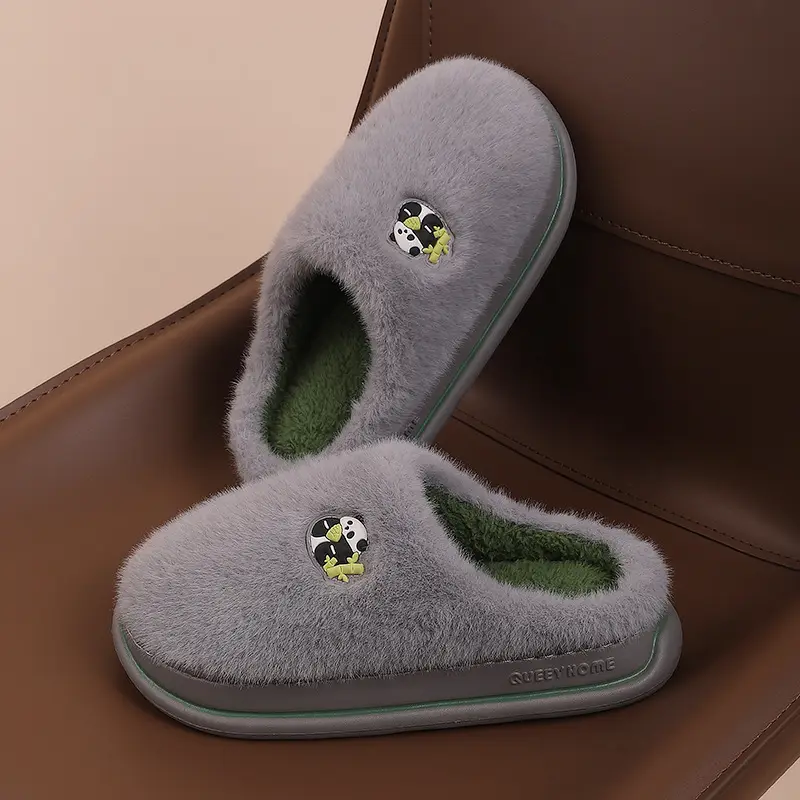 Home cotton slippers men's autumn and winter new indoor home non-slip warm wool slippers women's winter - Image 6