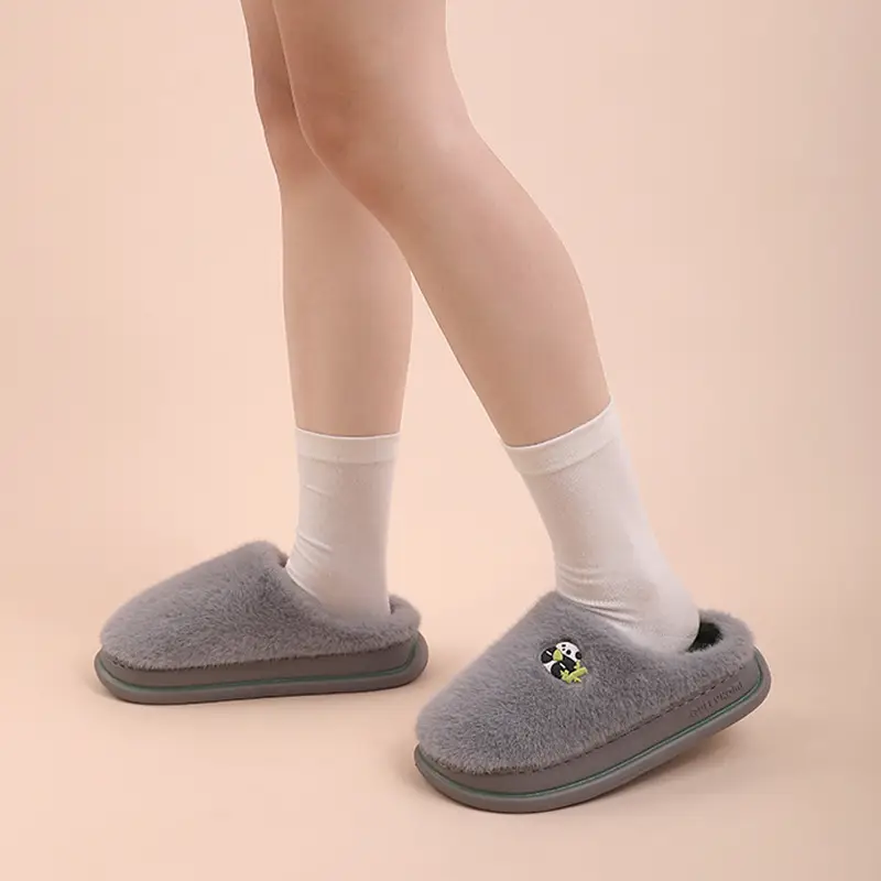 Home cotton slippers men's autumn and winter new indoor home non-slip warm wool slippers women's winter - Image 7