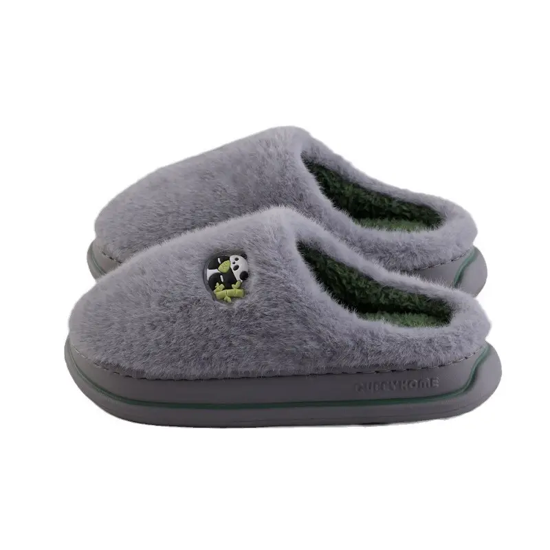 Home cotton slippers men's autumn and winter new indoor home non-slip warm wool slippers women's winter - Image 9