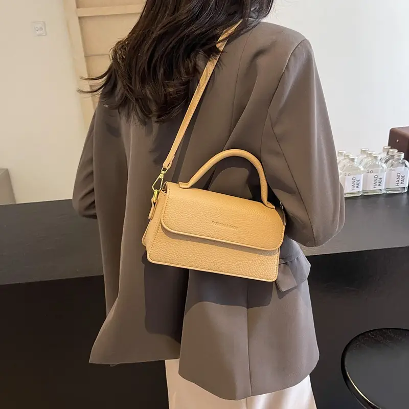 Brown Leather Women's Shoulder Bag with Gold Hardware - Image 7