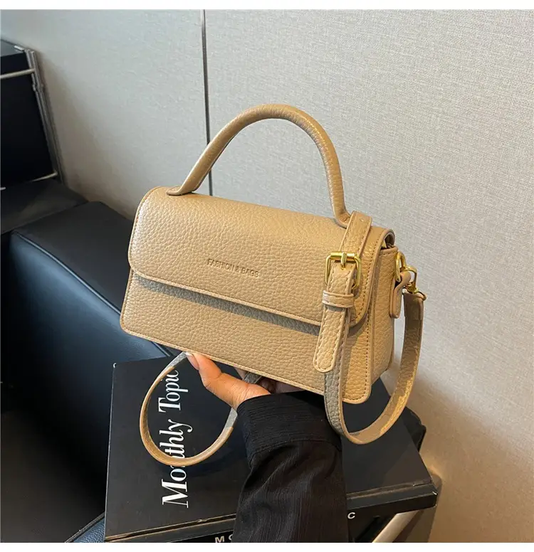 Brown Leather Women's Shoulder Bag with Gold Hardware — feature 16