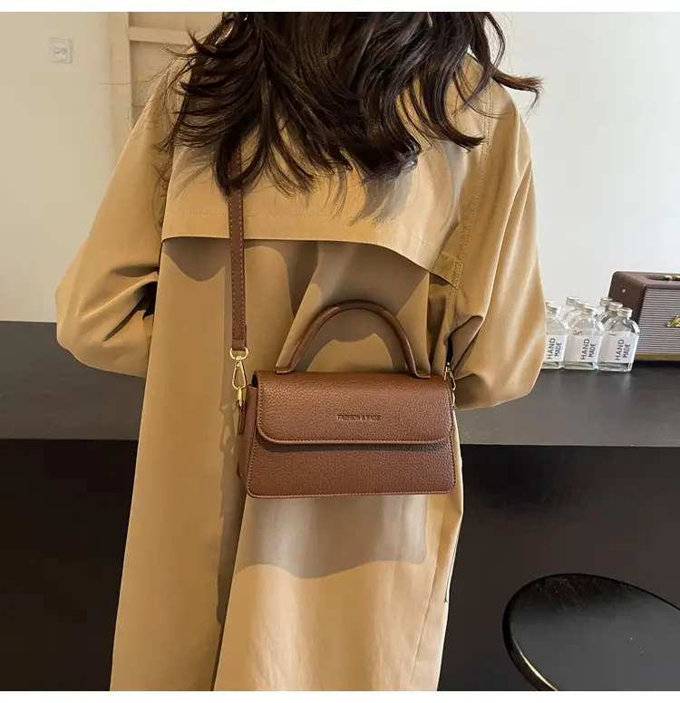 Brown Leather Women's Shoulder Bag with Gold Hardware — feature 20