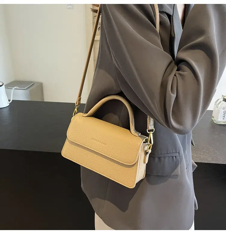 Brown Leather Women's Shoulder Bag with Gold Hardware — feature 31