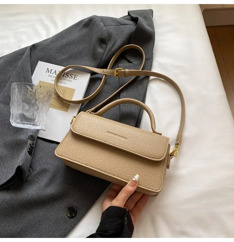 Brown Leather Women's Shoulder Bag with Gold Hardware — feature 42