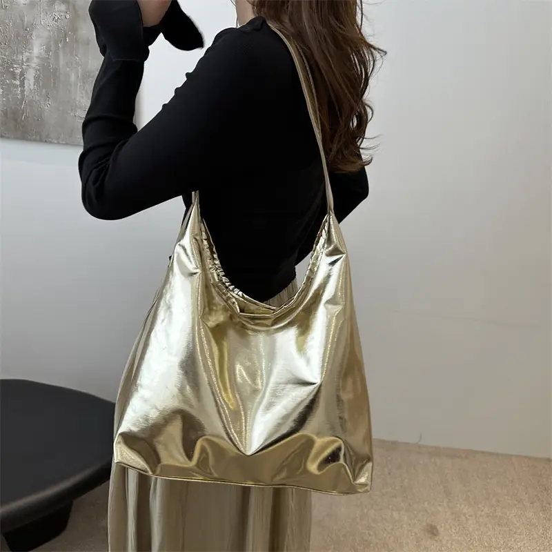 Silver Metallic Shoulder Bag for Women 2024 Autumn - Image 3
