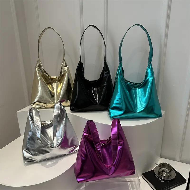 Silver Metallic Shoulder Bag for Women 2024 Autumn - Image 5