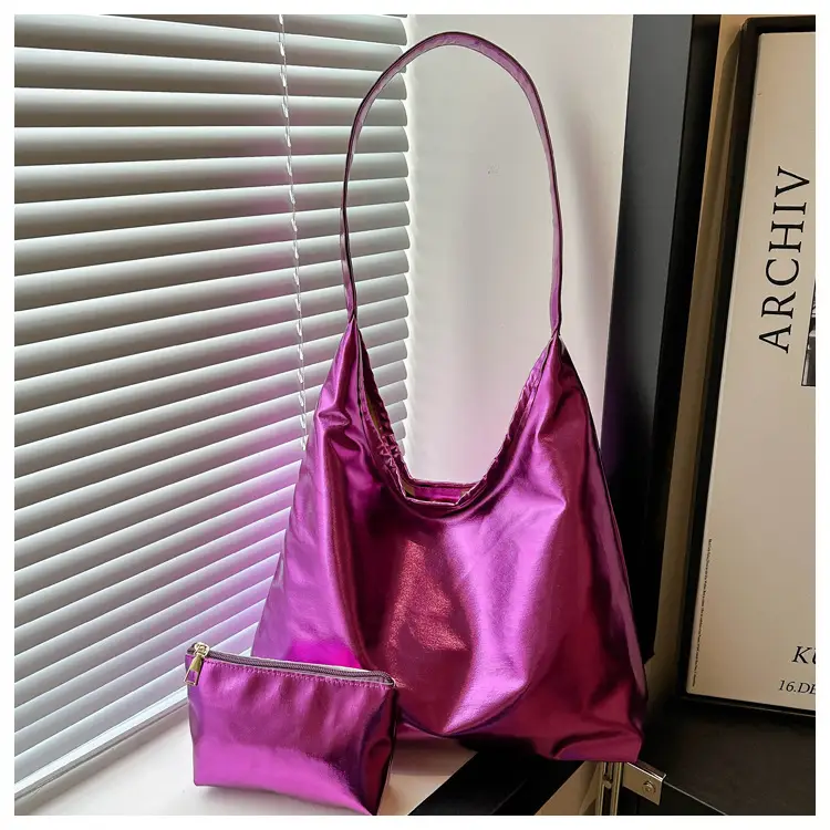 Silver Metallic Shoulder Bag for Women 2024 Autumn — feature 14