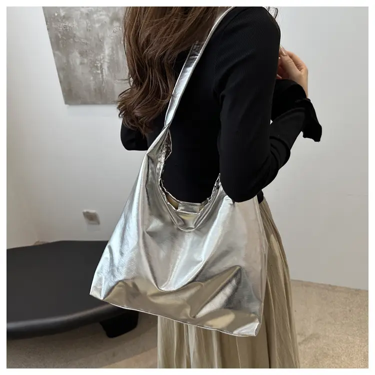 Silver Metallic Shoulder Bag for Women 2024 Autumn — feature 20