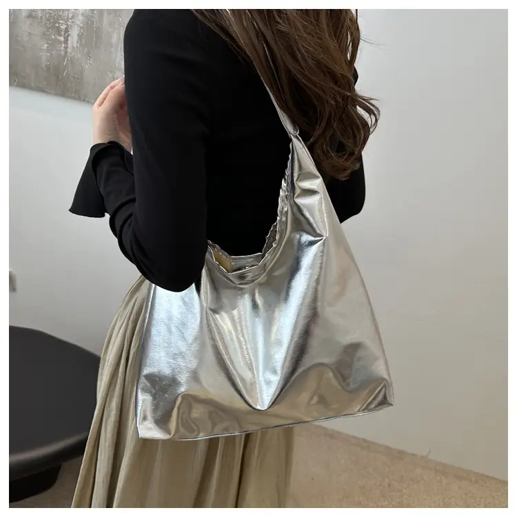 Silver Metallic Shoulder Bag for Women 2024 Autumn — feature 21