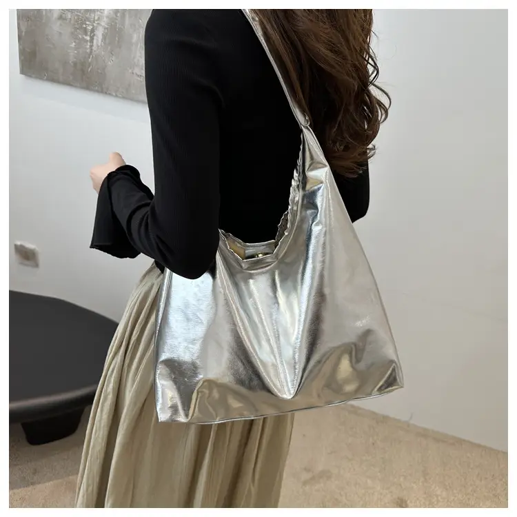 Silver Metallic Shoulder Bag for Women 2024 Autumn — feature 22