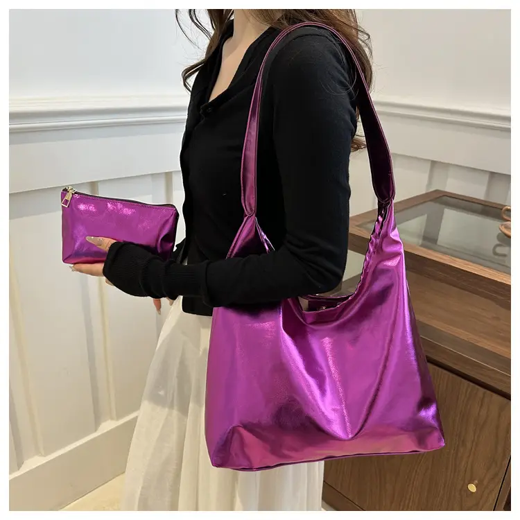 Silver Metallic Shoulder Bag for Women 2024 Autumn — feature 26