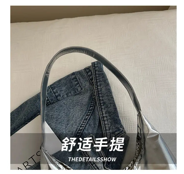 Silver Metallic Shoulder Bag for Women 2024 Autumn — feature 5