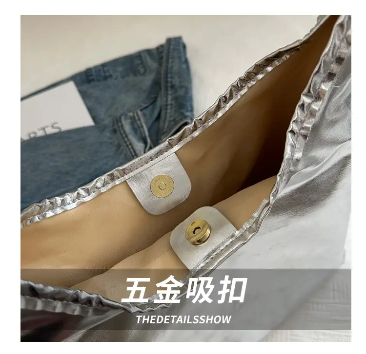 Silver Metallic Shoulder Bag for Women 2024 Autumn — feature 7