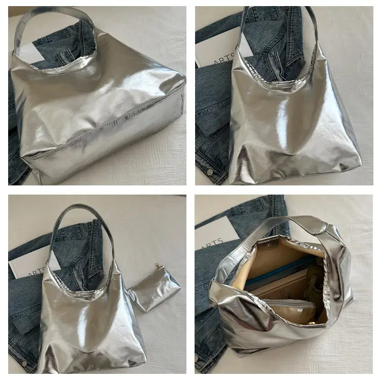 Silver Metallic Shoulder Bag for Women 2024 Autumn — feature 9