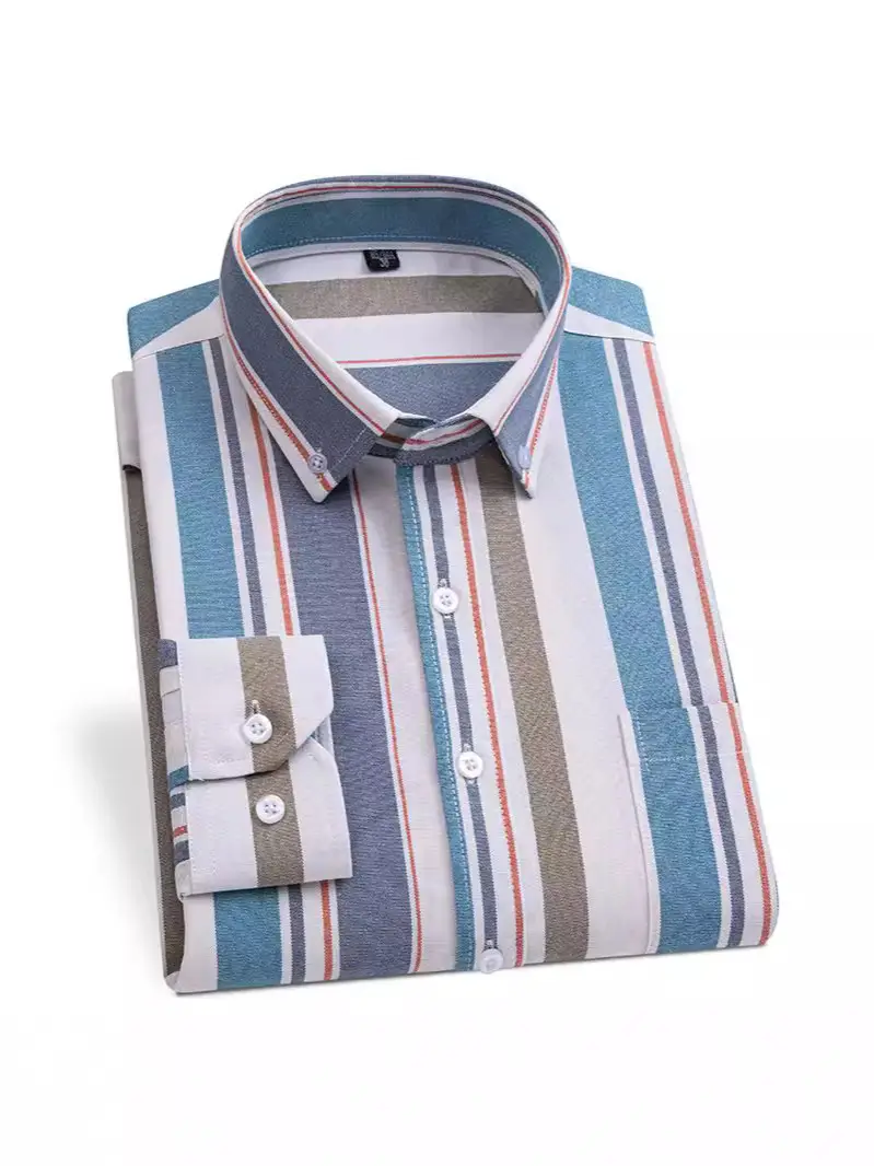 Men Cotton Striped Slim Fit Shirt with Pockets - Image 15