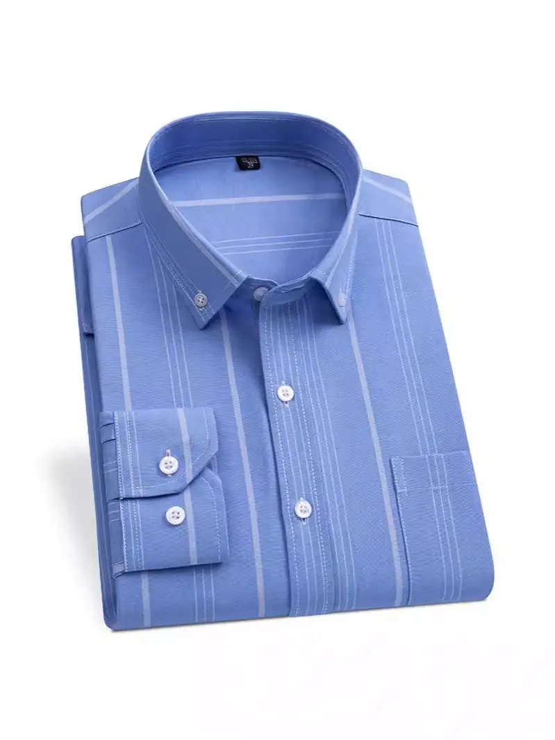 Men Cotton Striped Slim Fit Shirt with Pockets - Image 16