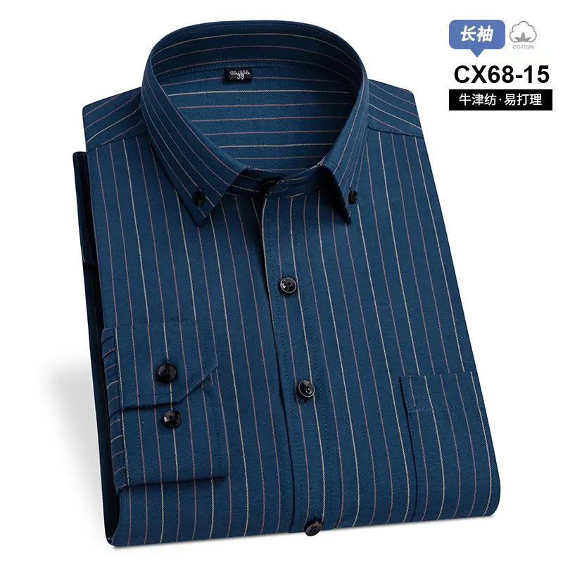 Men Cotton Striped Slim Fit Shirt with Pockets - Image 11