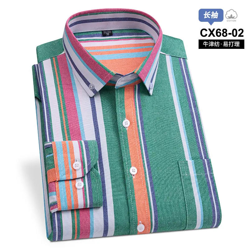 Men Cotton Striped Slim Fit Shirt with Pockets - Image 2