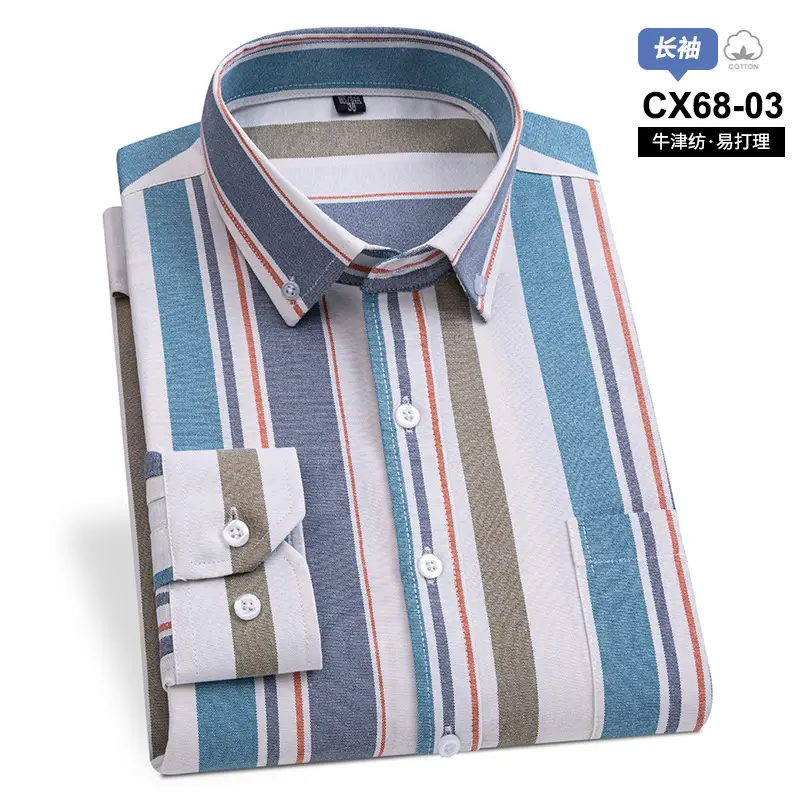 Men Cotton Striped Slim Fit Shirt with Pockets - Image 3