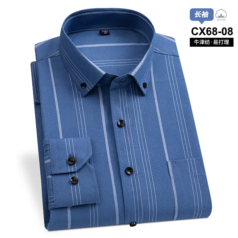 Men Cotton Striped Slim Fit Shirt with Pockets - Image 7
