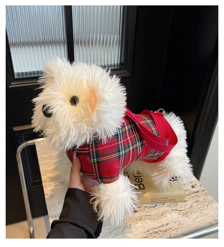 Cute Plaid Puppy Crossbody Bag for Women 2024 — feature 1
