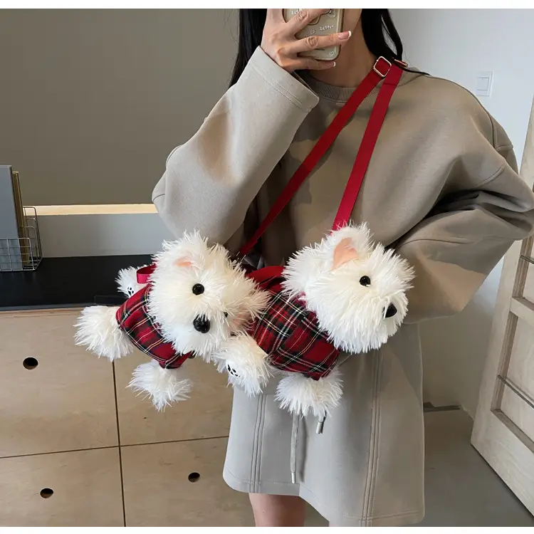 Cute Plaid Puppy Crossbody Bag for Women 2024 — feature 10