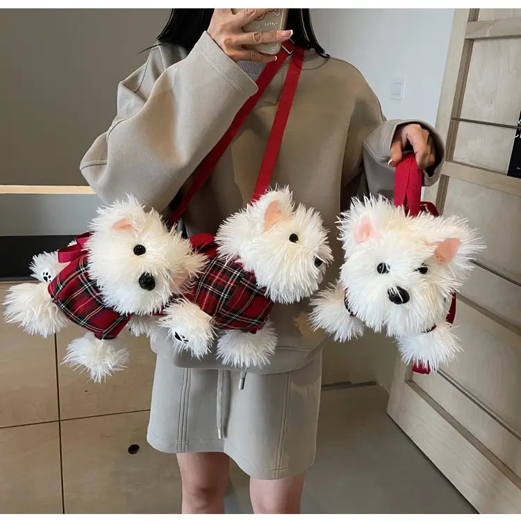Cute Plaid Puppy Crossbody Bag for Women 2024 — feature 11