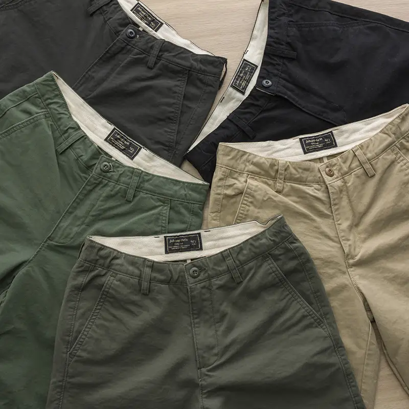 Washed Men's Japanese Solid Color Slim Shorts - Image 6
