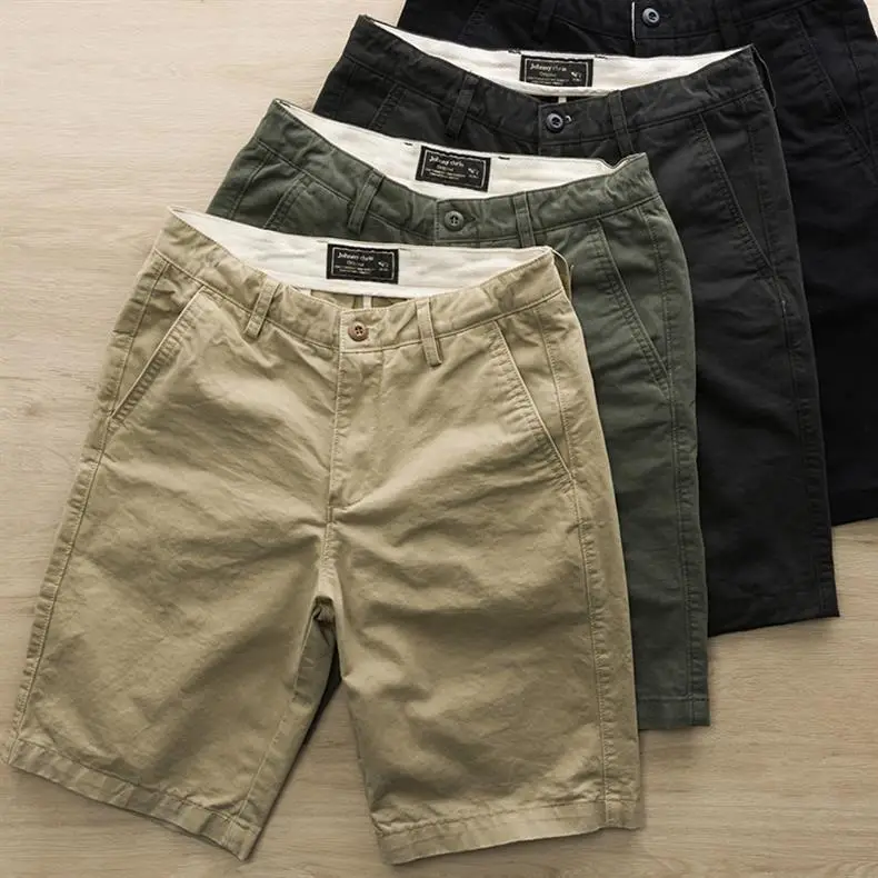 Washed Men's Japanese Solid Color Slim Shorts — feature 2
