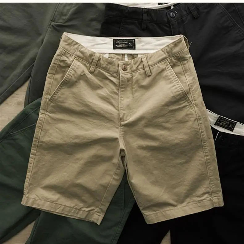 Washed Men's Japanese Solid Color Slim Shorts — feature 3