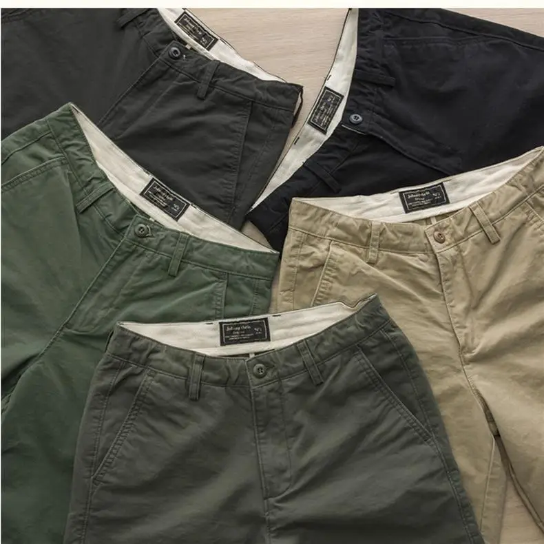 Washed Men's Japanese Solid Color Slim Shorts — feature 5