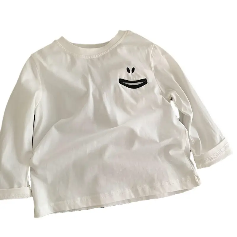 White Smiley Face Long Sleeve T-Shirt for Boys 2024 - Image 5