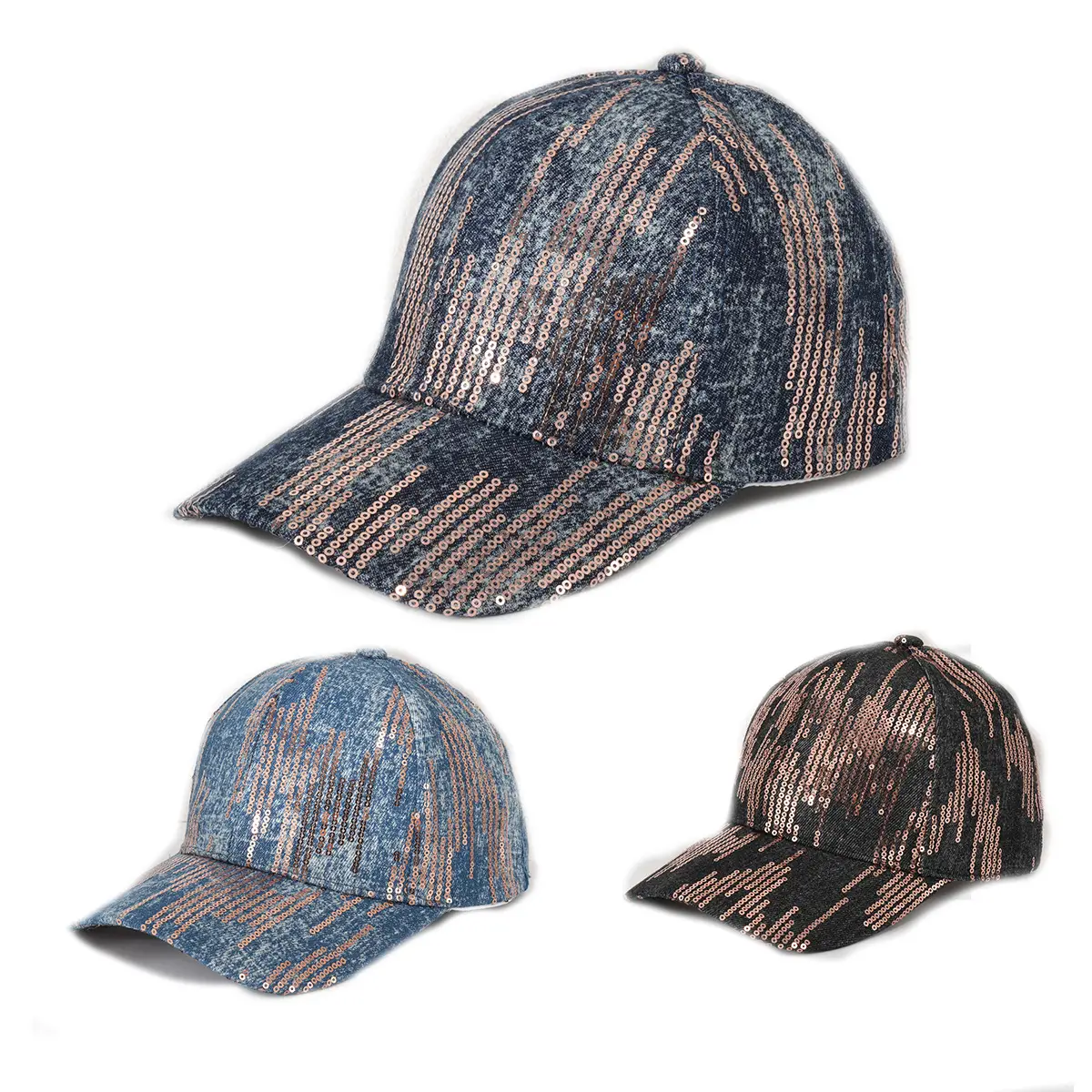 Vintage Sequin Striped Cap for Men Women - Image 4
