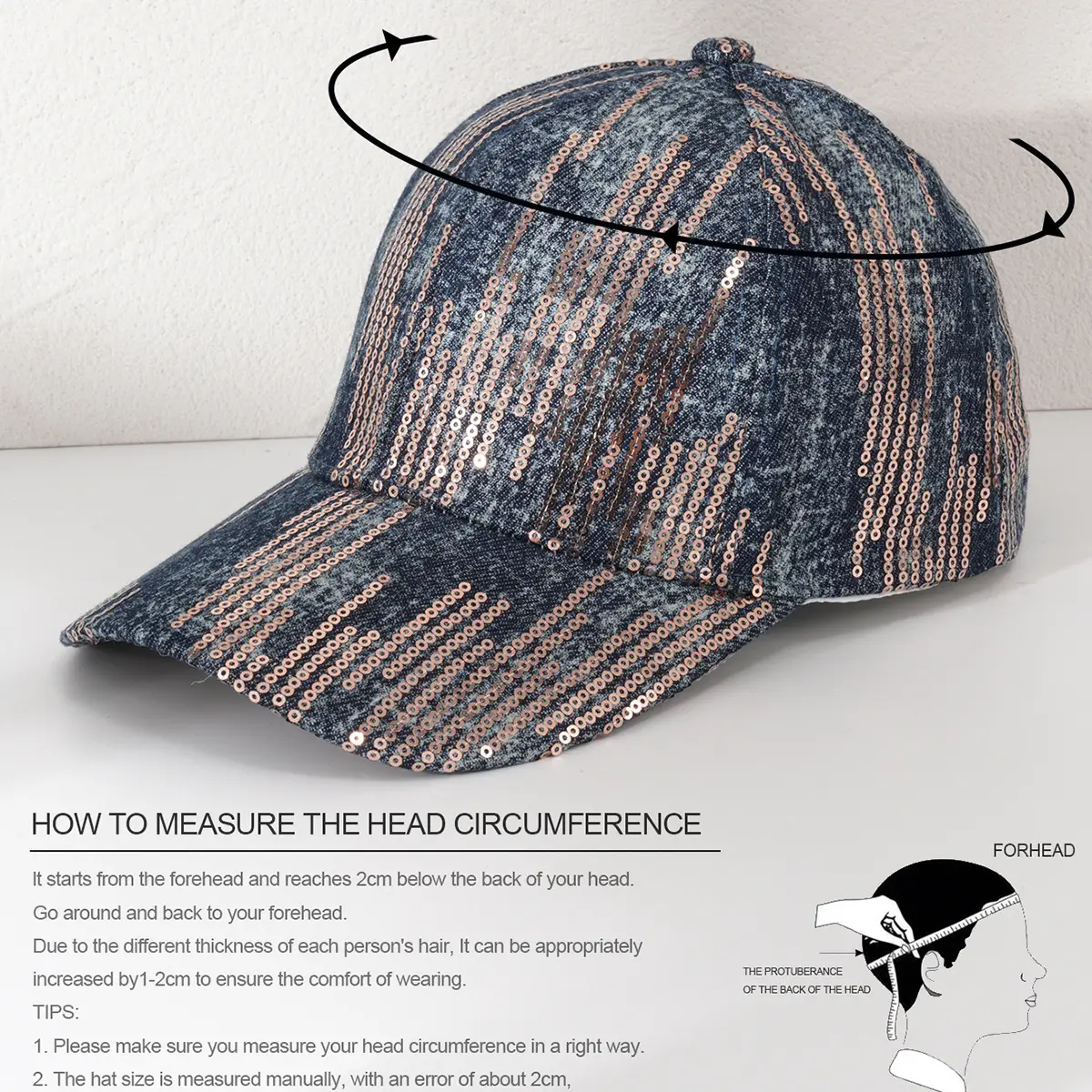 Vintage Sequin Striped Cap for Men Women - Image 5