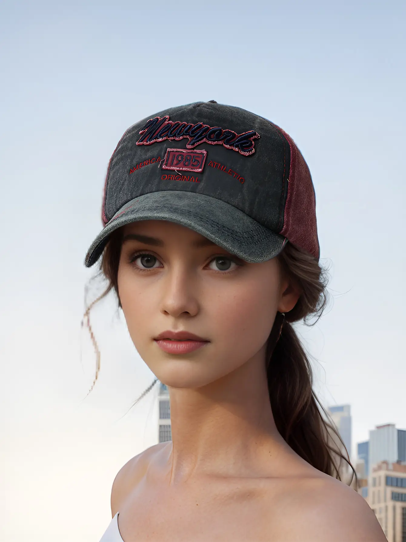 New Men's Blue Baseball Cap with American Flag & 1985 Design — feature 10