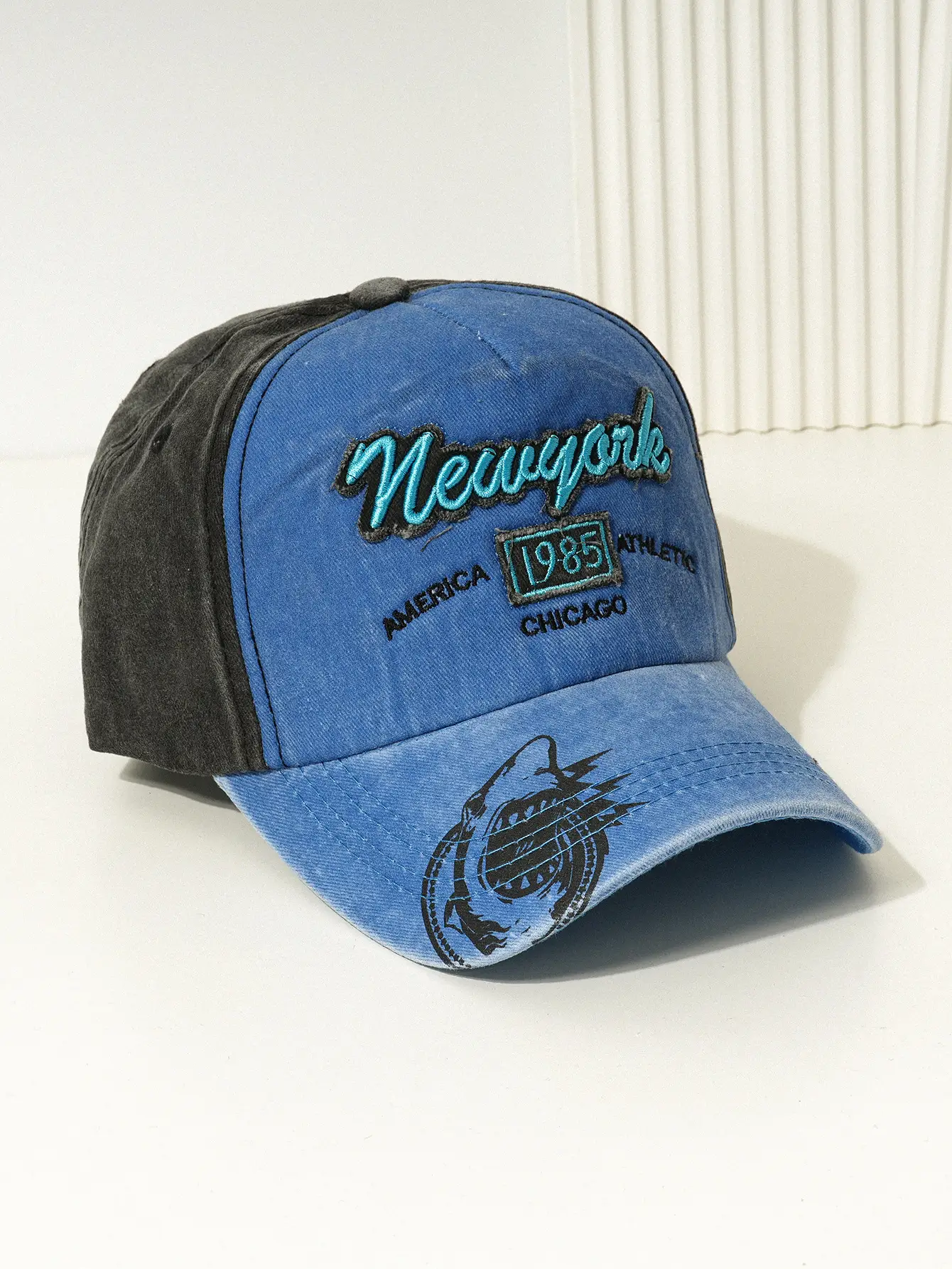 New Men's Blue Baseball Cap with American Flag & 1985 Design — feature 6
