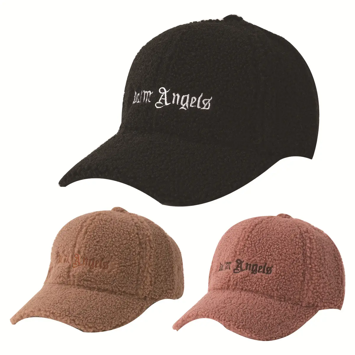 Warm Teddy Wool Cap with Vintage "Angels" Embroidery - Image 4