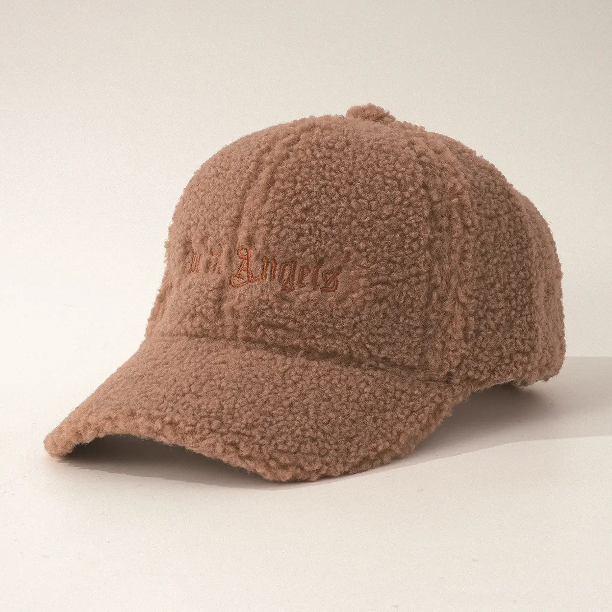 Warm Teddy Wool Cap with Vintage "Angels" Embroidery - Image 3