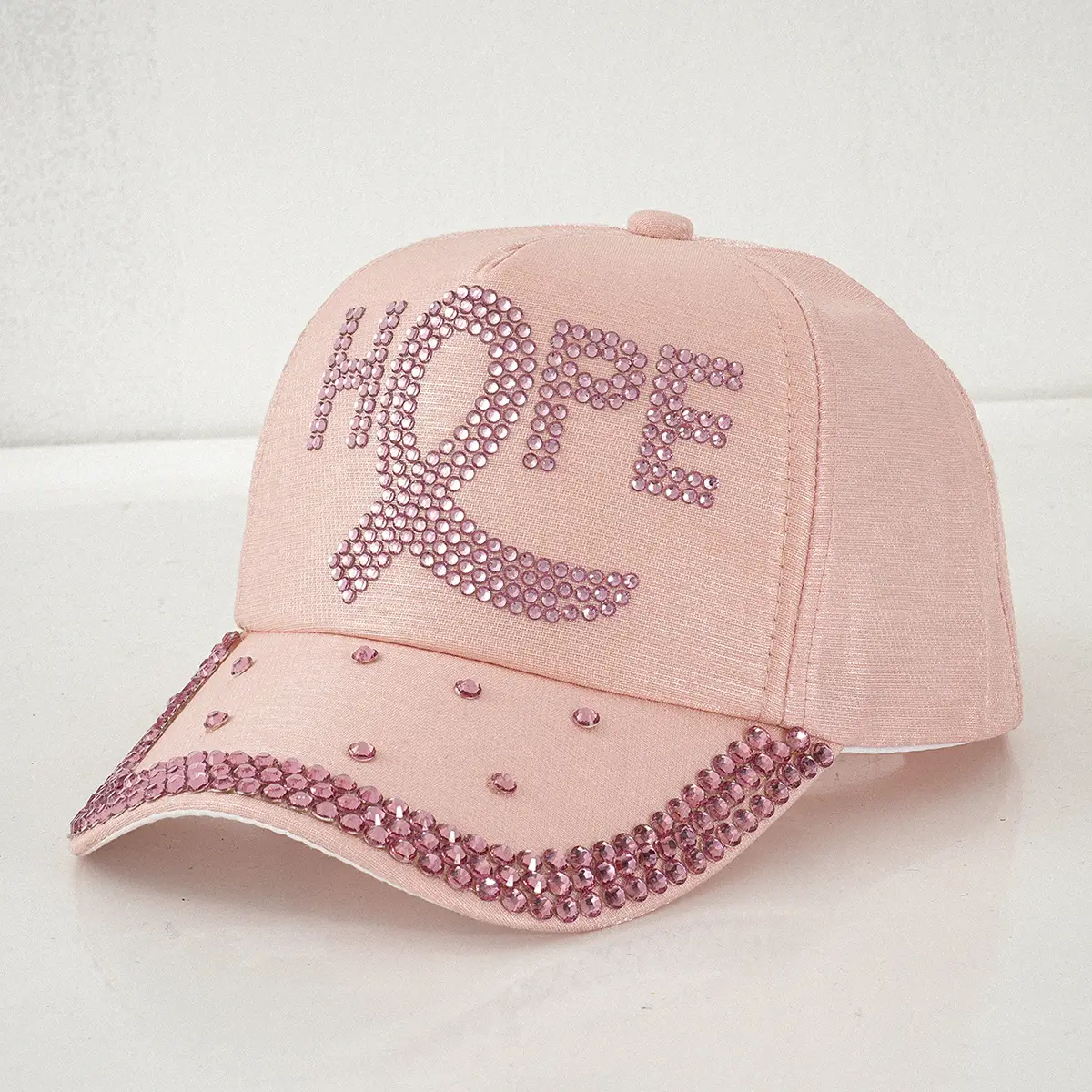 Hope Cap with Diamond Embroidery White Black Pink - Image 3